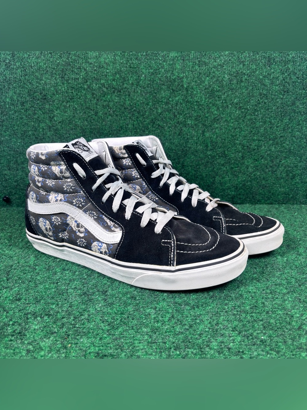 VANS Sk8-Hi Flash Skulls Black White High Top Men's Sneakers US 10.5